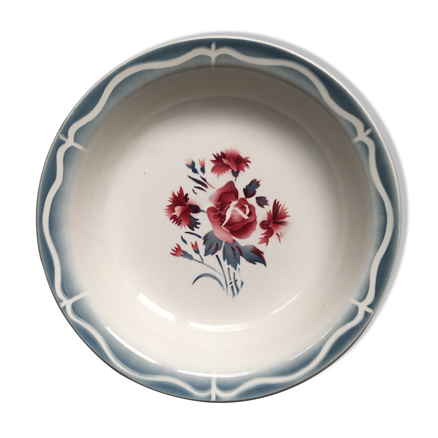 hollow round dish Nina Rosa Digoin Sarreguemines