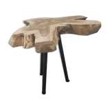 Side table in raw solid wood