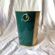Vintage enamelled sheet metal waste paper basket - peach decor