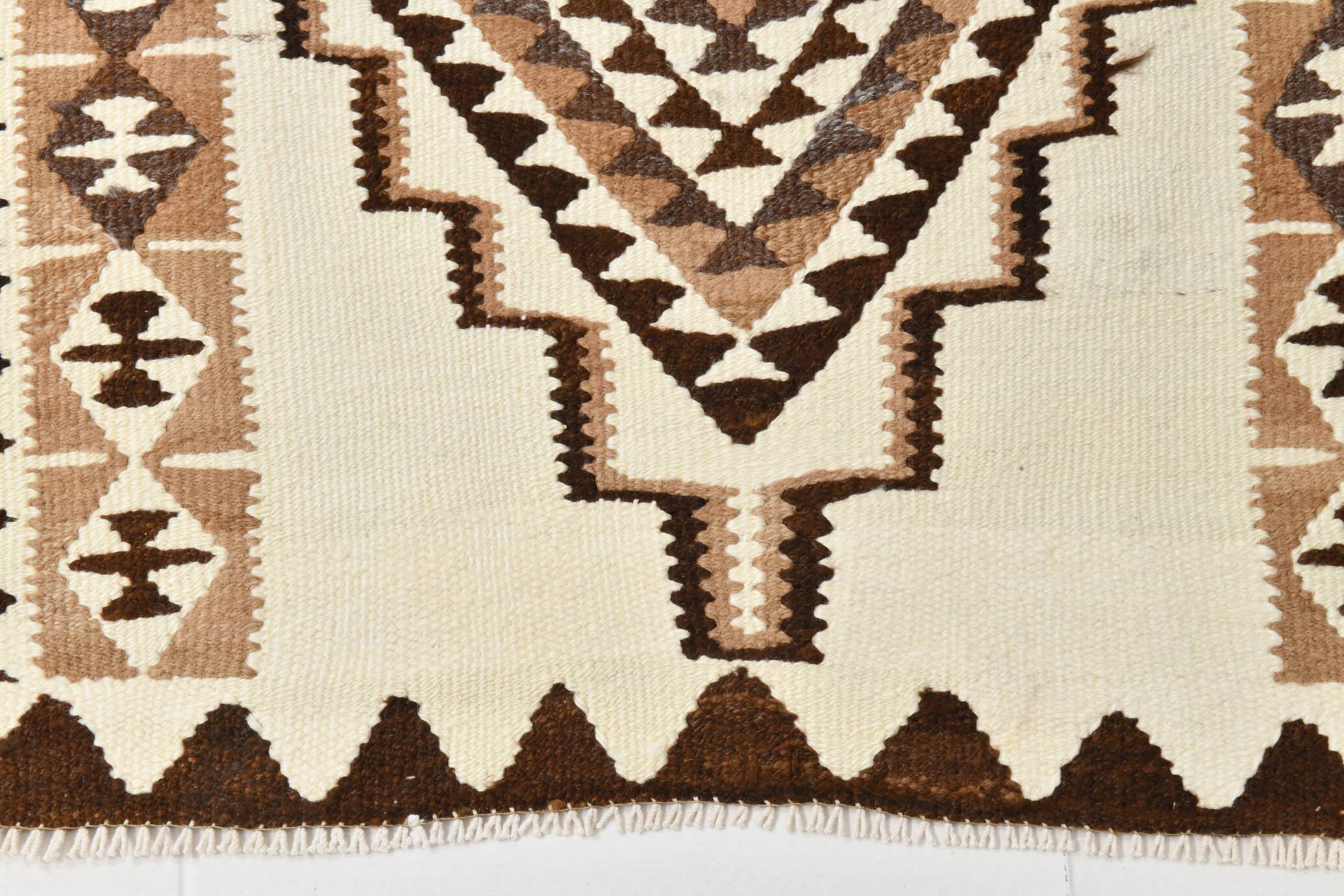 Vintage Dark Brown & Beige Classic Kilim Runner Rug, 86x252Cm