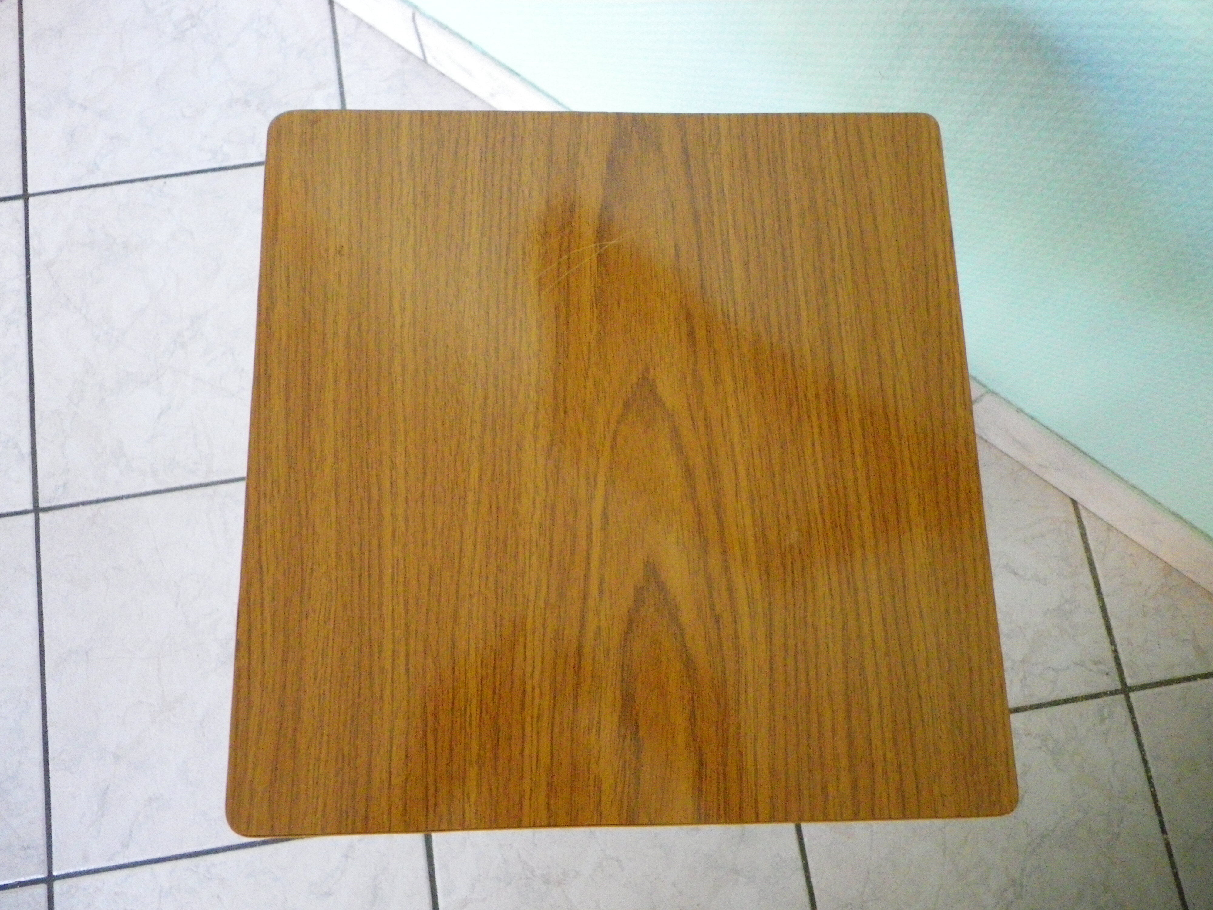 Formica side shelf, 2 shelves, gold metal - 60s