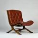 Vintage armchair easy chair leather 70s in the style of Ingmar Relling