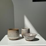 Meeting of three ceramic pieces: ice cup, small cup and small cup