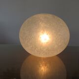 Italian pebble lamp in white speckled glass 80s