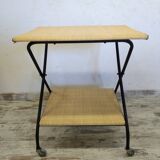 Vintage metal and straw/wicker serving trolley
