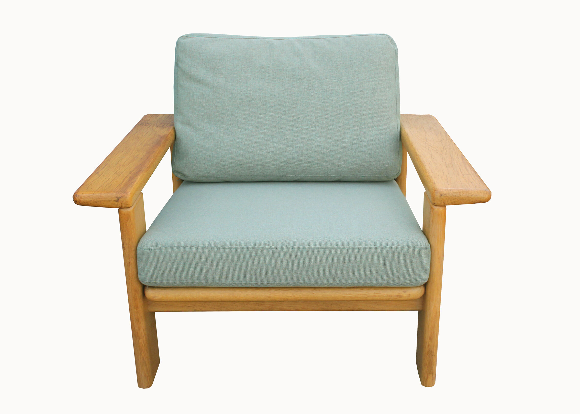 1970s armchair with oak stool