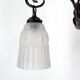 Wrought iron chandelier, tulips / pressed-molded glass bowl, Art Deco, 1930