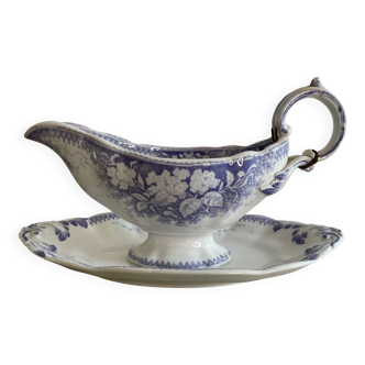 Saucière violette Sarreguemines modèle Jardinière agrafes