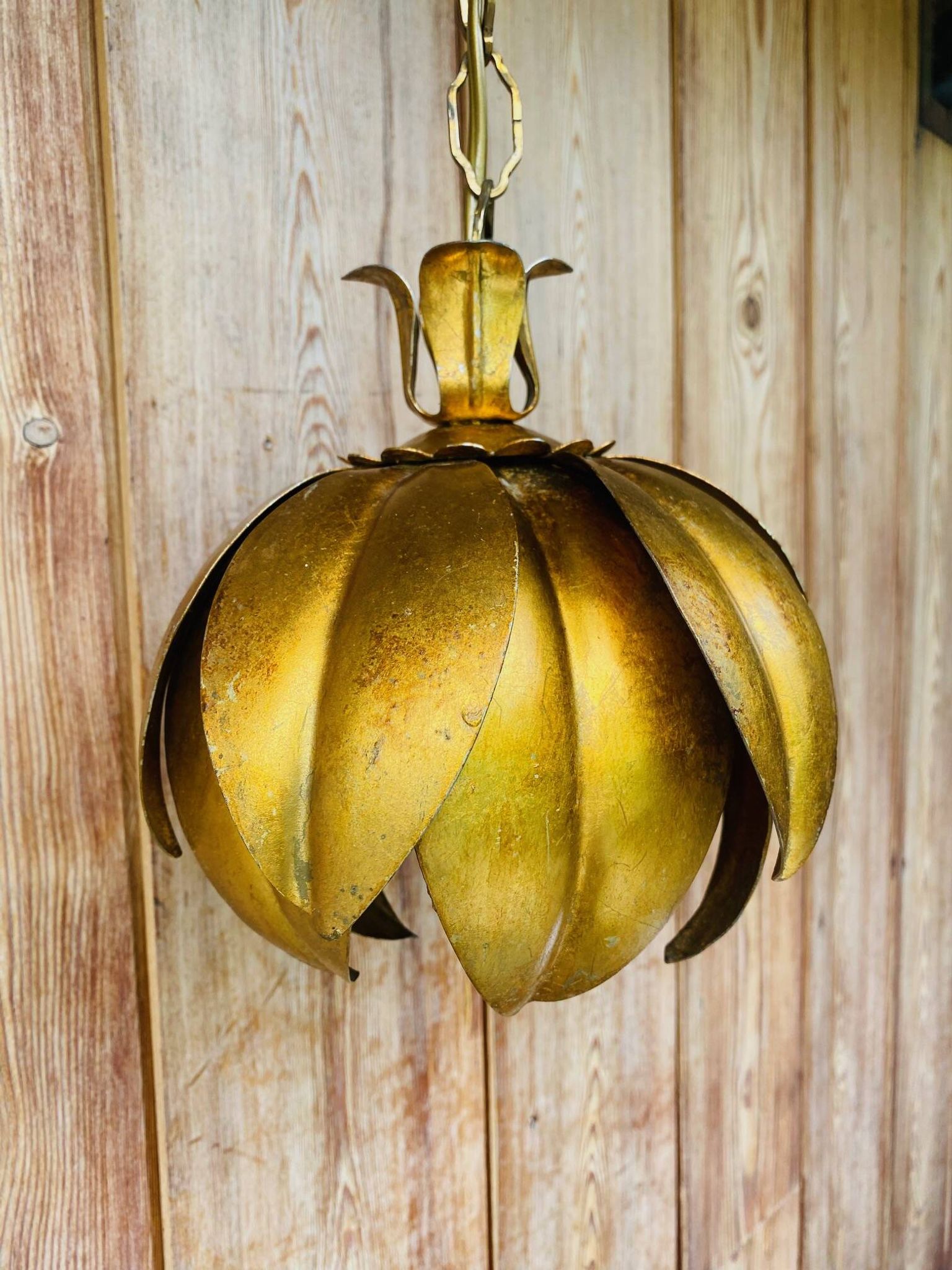 Vintage gold metal flower pendant