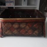 80s varnished bamboo basket