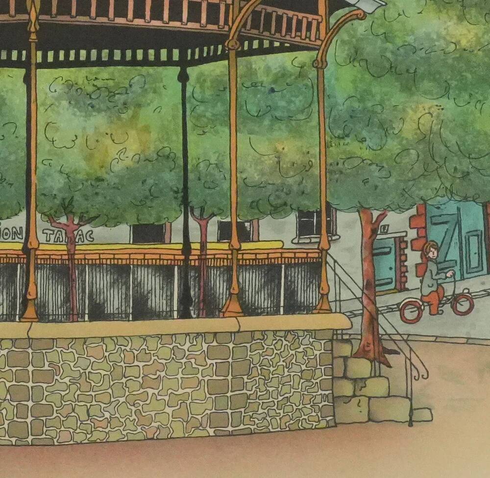 Bernard Vercruyce: The Park Kiosk, original signed lithograph