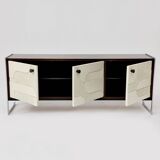 Vintage sideboard with handmade relief surface, metal, Germany, 1960s