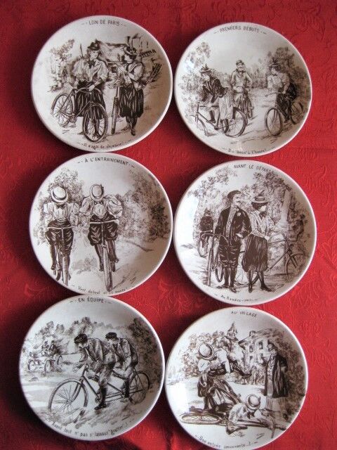 6 decorative plates "bike" sarreguemines