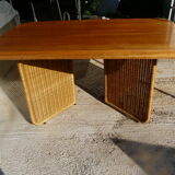 Bamboo walnut and rattan table