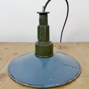 Industrial Blue Enamel Military Pendant Lamp with Cast Aluminium Top, 1960s