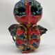 Owl Sculpture in Glazed Ceramic Dated 1991 on Wrought Iron Base
