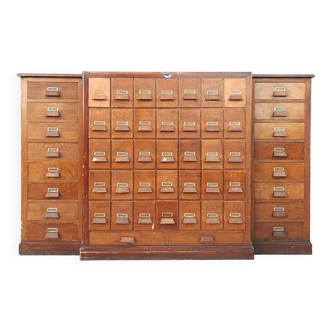 Antique apothecary's cabinet in fir wood with 53 drawers