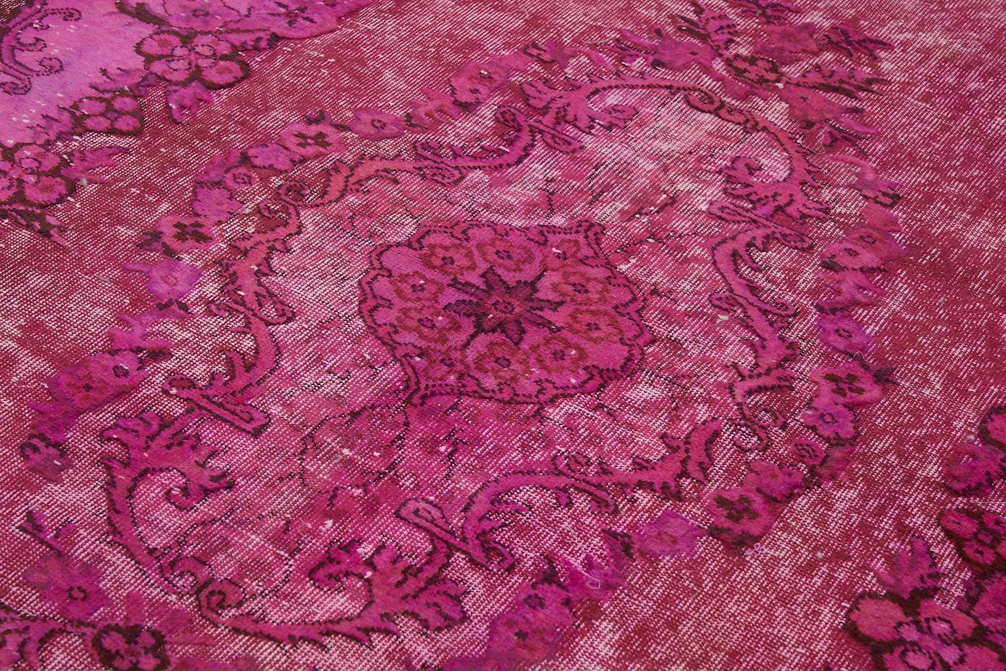 Overdyed Wool Vintage Handmade Carved Rug 188 cm x 302 cm