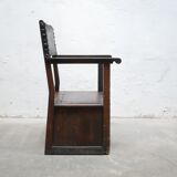 Fauteuil coffre en bois, XIX ème