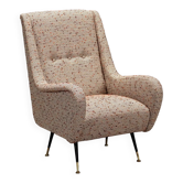 Vintage foam armchair in metal and brass, design, Italy, 1960s