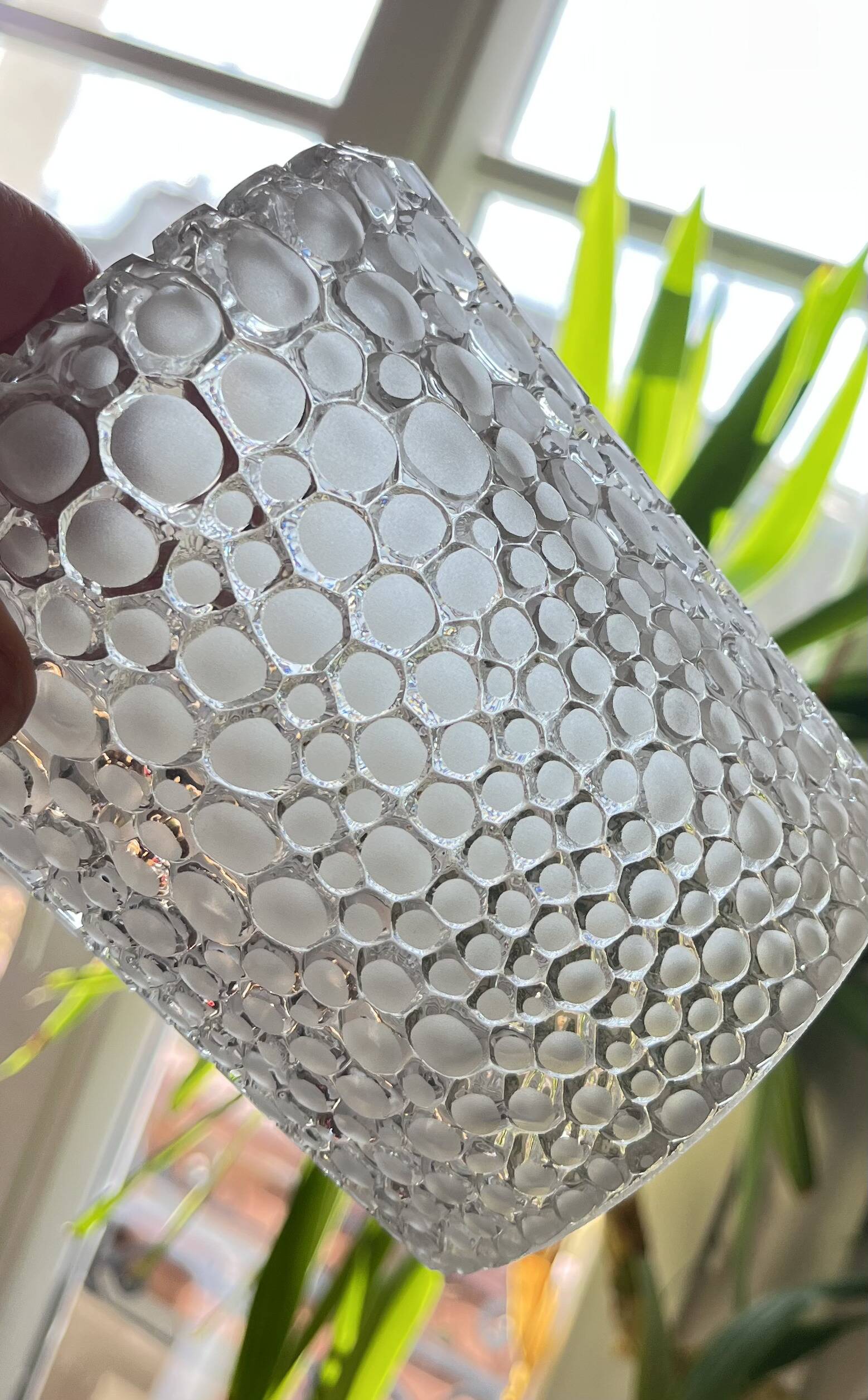 Small cylindrical glass bubble pendant light