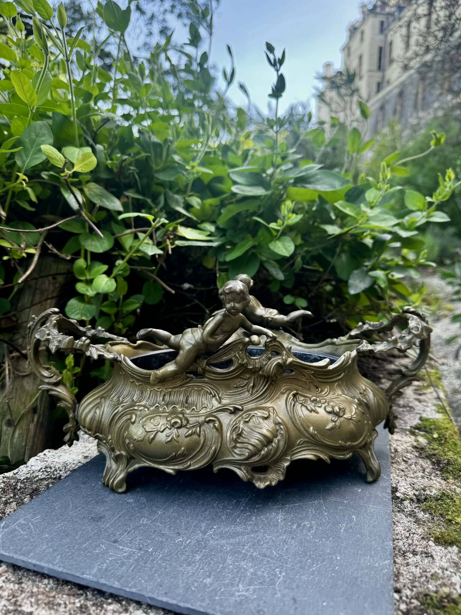 Large rock garden planter angel Art Nouveau