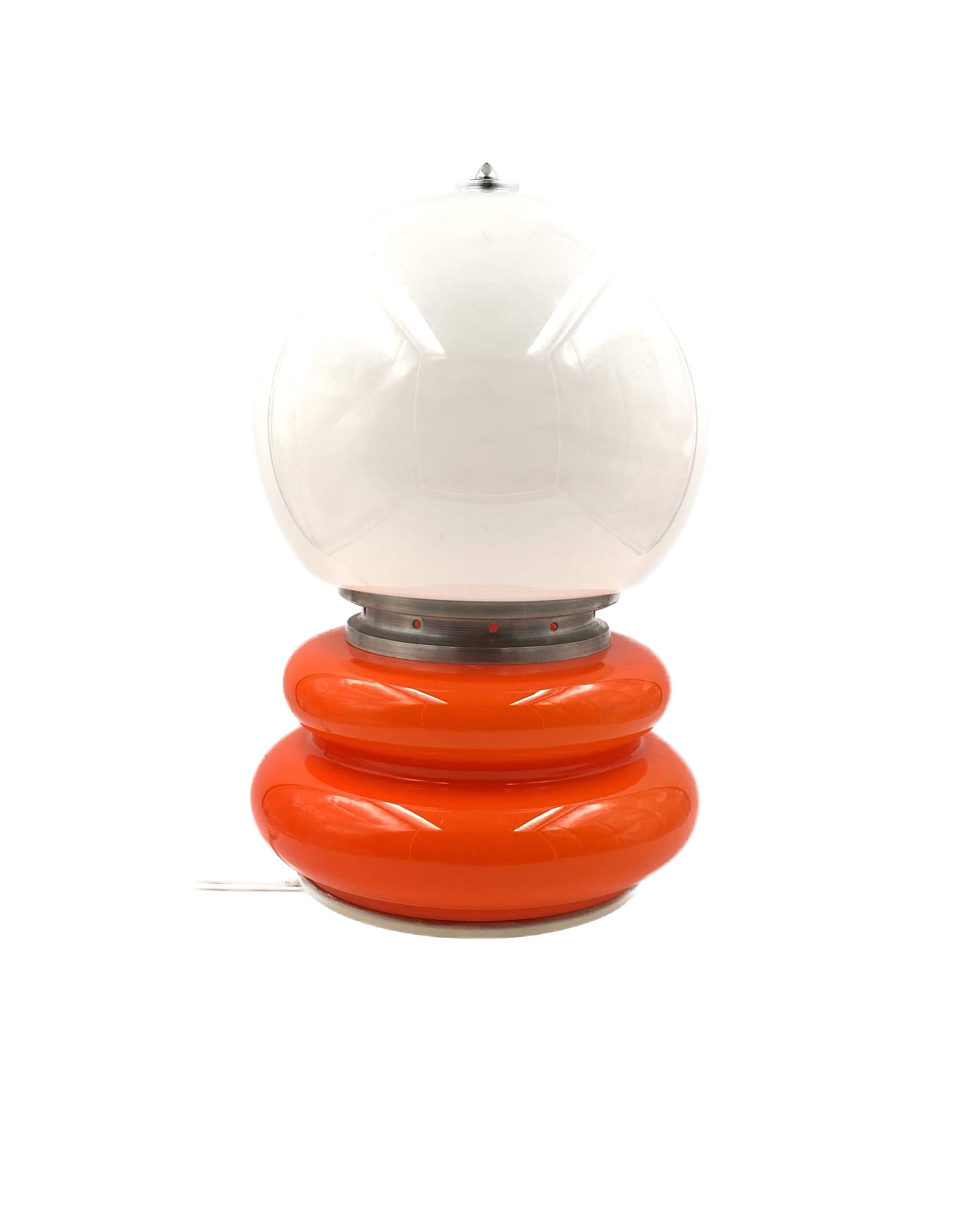 Space Age Orange Murano glass table lamp, AV Mazzega, 1970s
