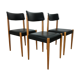 Set de 3 chaises Baumann années 60 hêtre et simili cuir