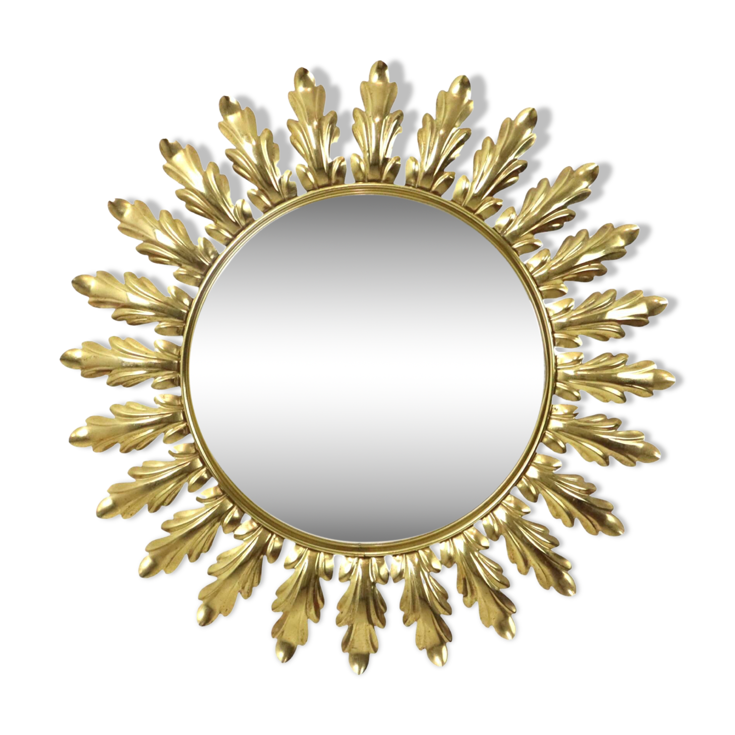 Mid Century Copper Plated Metal Sun Mirror Deknudt Convex 50cm