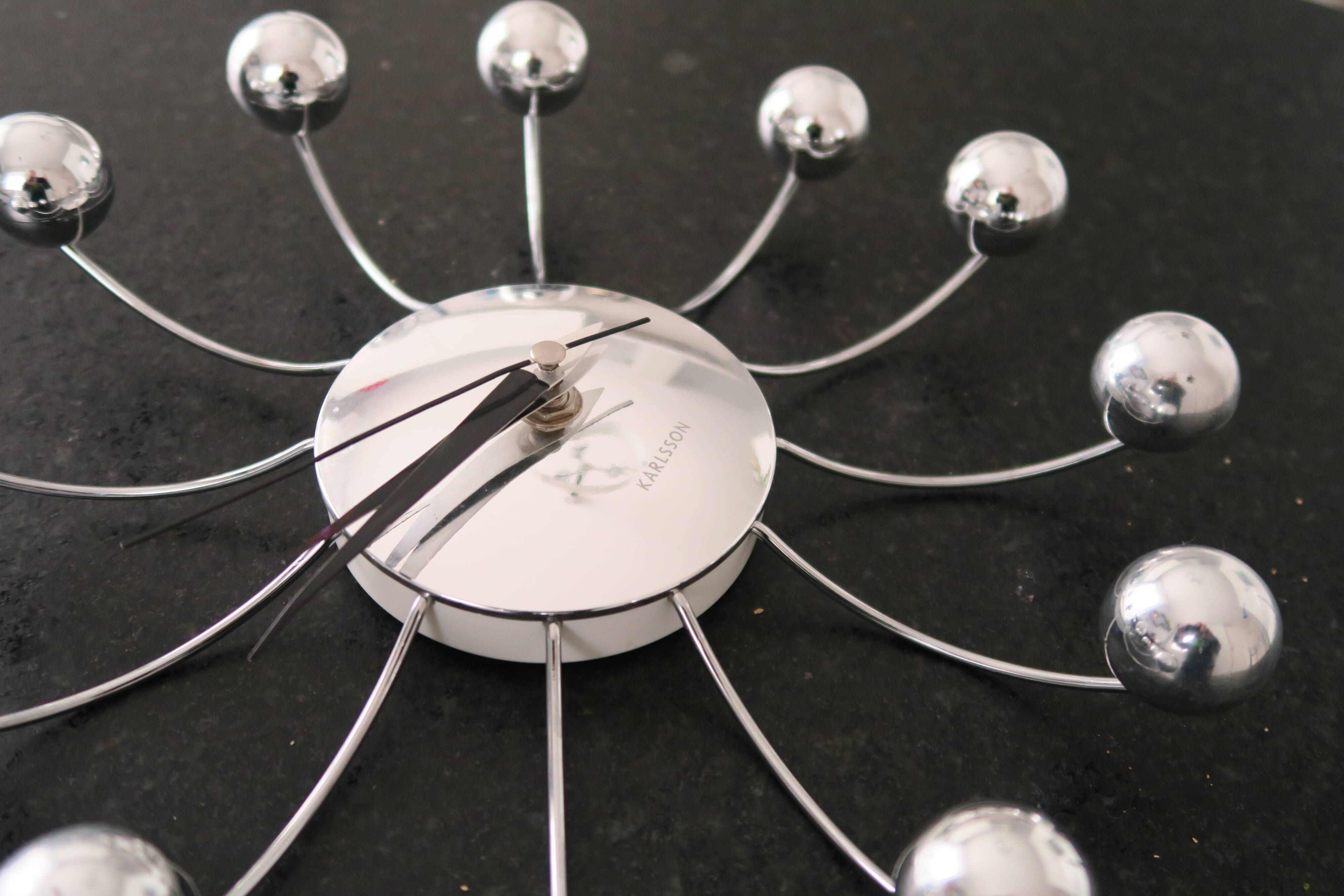 Wall clock spider chrome design karlsson vintage 1970-80