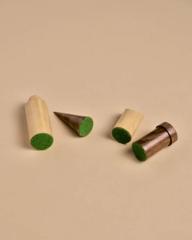 Wooden chessboard, geometric pieces