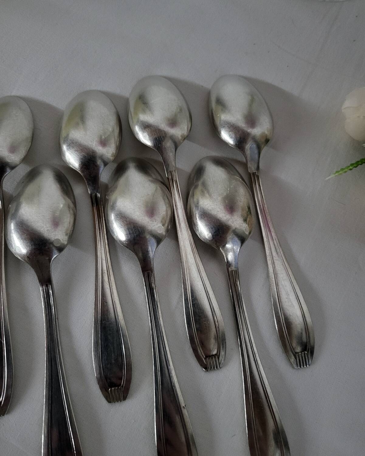 Manufrance 12 small silver-plated metal spoons / white