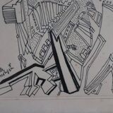 Painting drawing the city Jules Mougin, the poet postman Abstract art brut