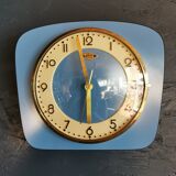Vintage formica clock rectangular silent wall pendulum "Lora blue"