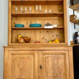 Buffet ancien à deux corps, vaisselier en chêne massif