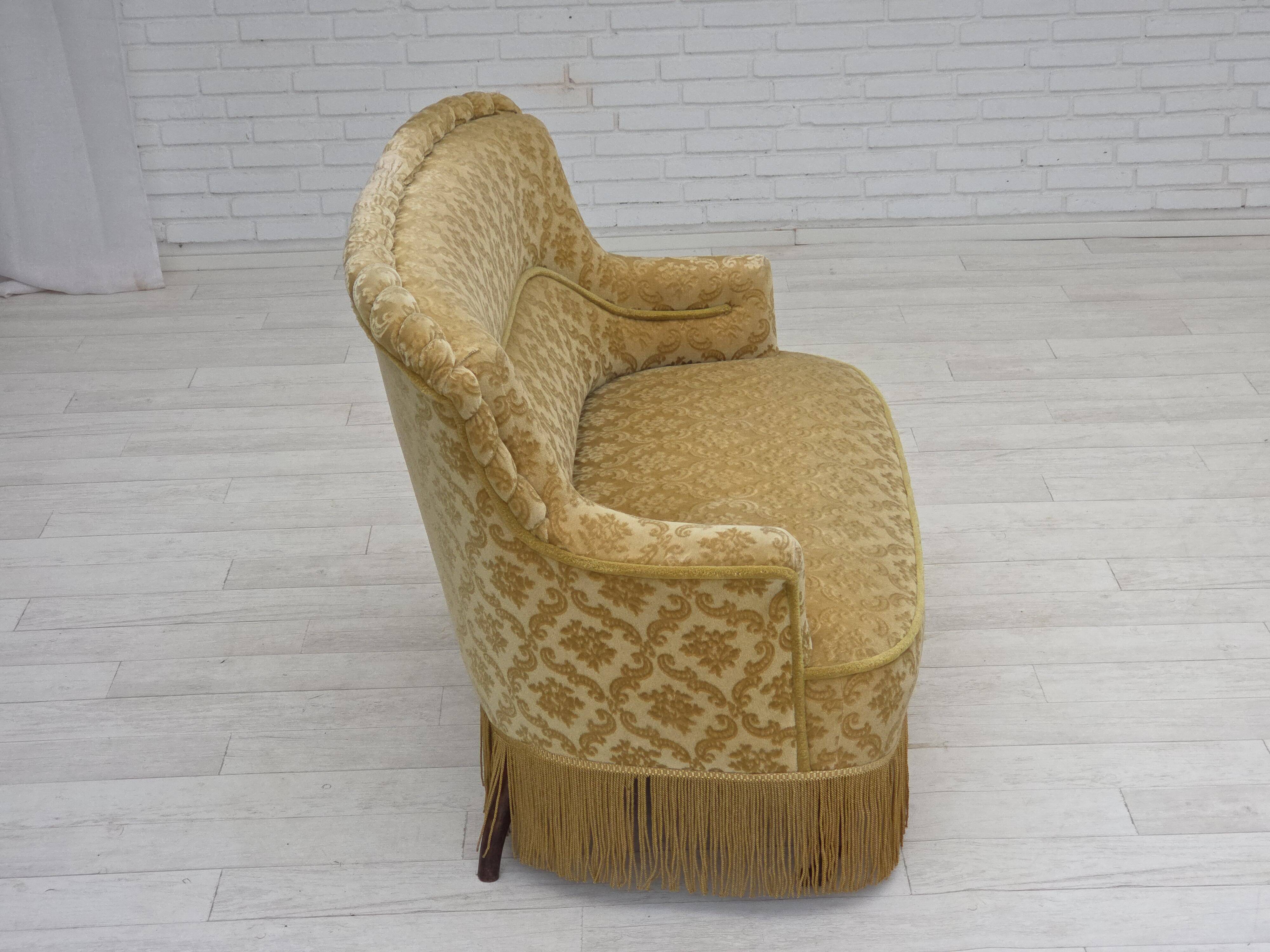 1950s, Danish 2-seater sofa, green/honing furniture velour.