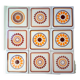 Set of decorative tiles from the 70s, orange pop flowers