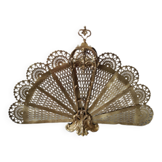 Classic French Brass/Bronze Peacock Fire Screen, Late 19th Century