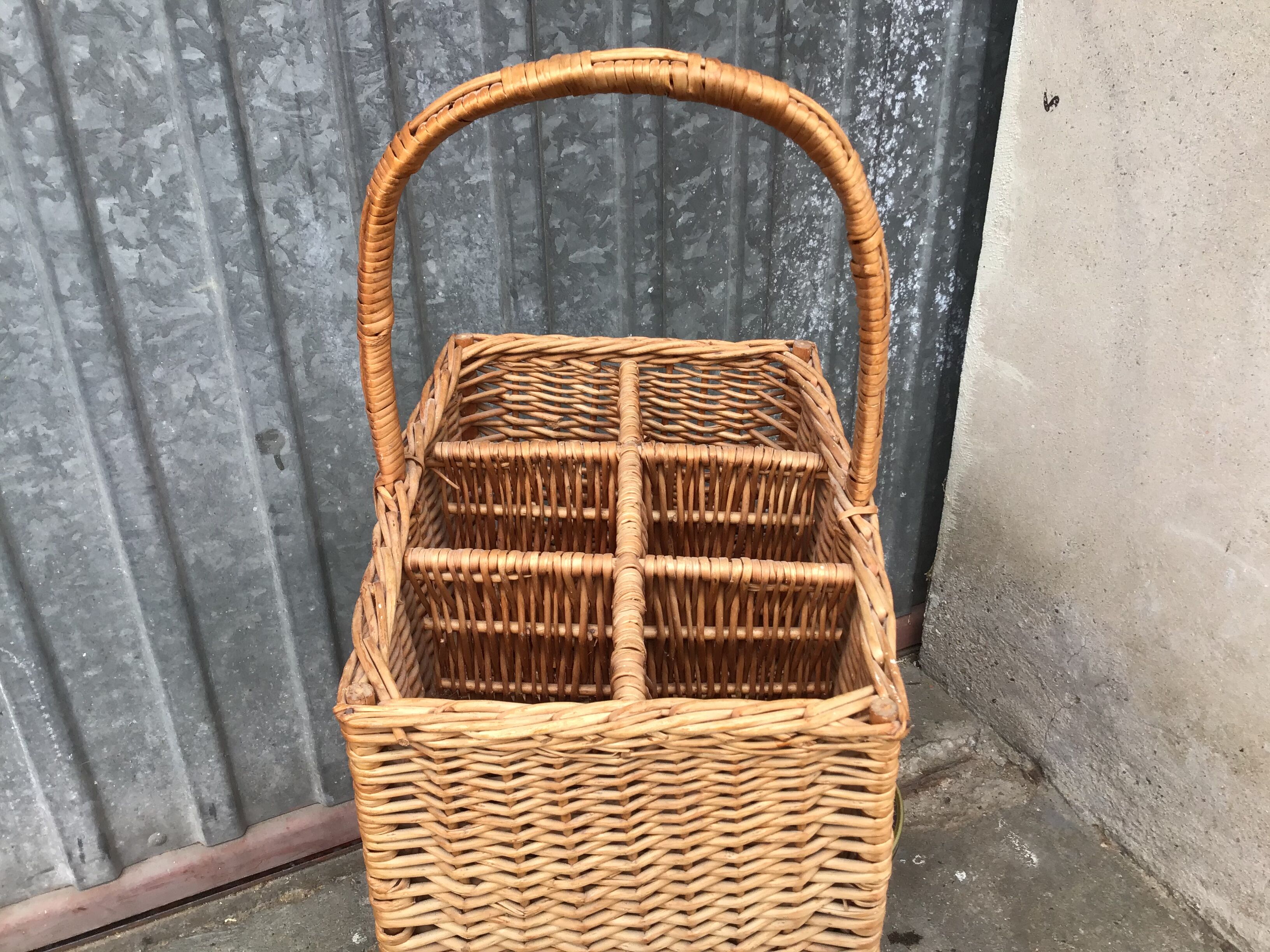 Vintage wicker bottle holder
