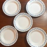 5 hollow plates Terre de Fer Sarreguemines early 20th century