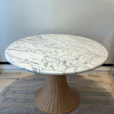 Marble and wicker dining table