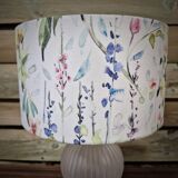 Table lamp, frosted glass base and floral shade