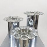 Vintage chrome and glass flower wall sconces