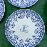 6 assiettes Gien série monogramme « 2nd choix »