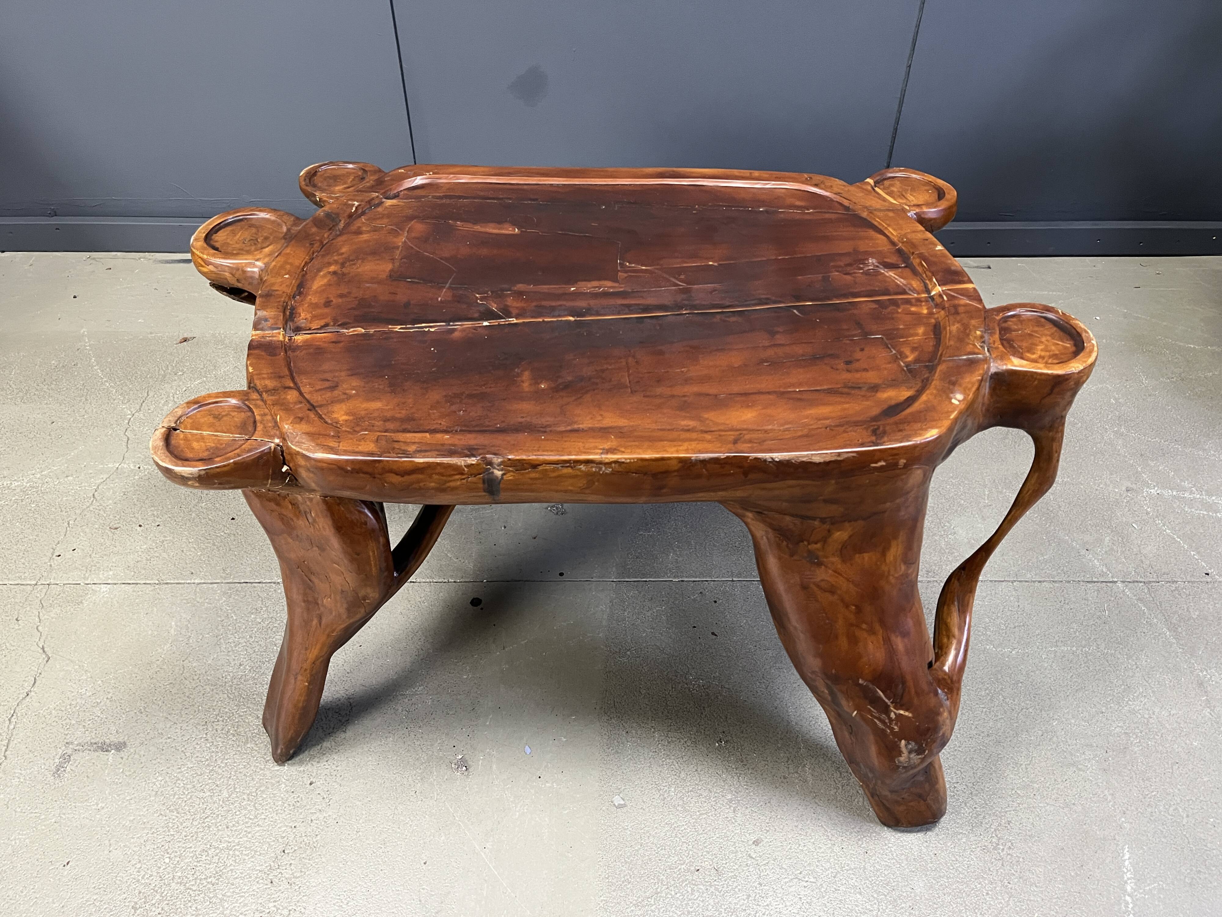 Large olive tree root chair set, 1960s