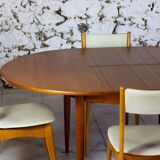 Table ronde extensible en teck vintage scandinave