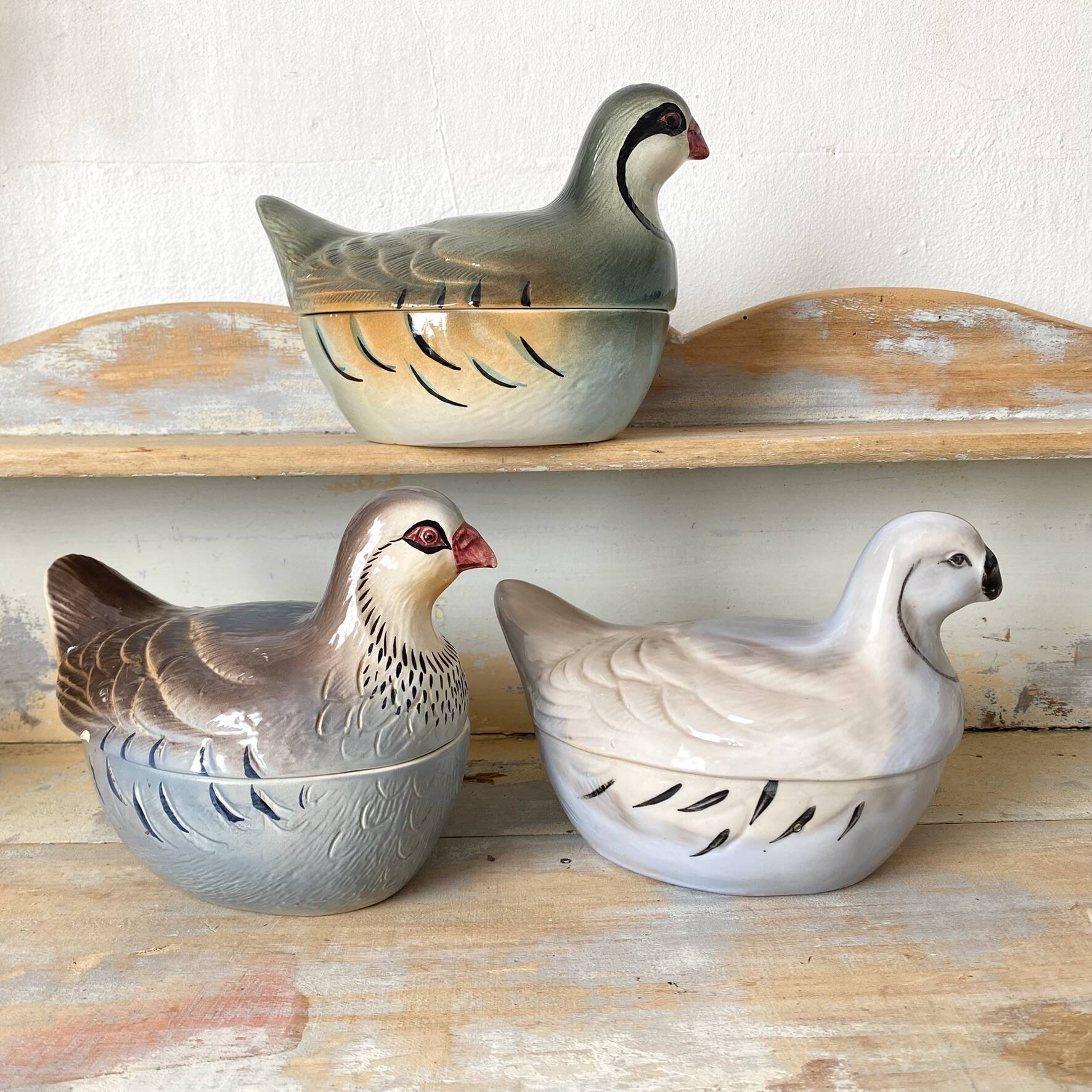 Ceramic partridge, zoomorphic terrines by Michet Caugant.