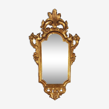 Old Italian mirror carved wood gilded with gold leaf 64x37 cm SB