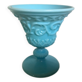 Blue opaline footed vase Italy