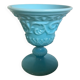 Blue opaline footed bowl vase Italy